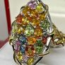 Silver Rainbow Sapphire Cluster Statement Ring Image 2