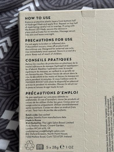 The Light Salon Hydrogel Face Mask pack of 5 new