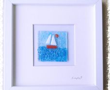 Handmade Glass Art Frame - Boat