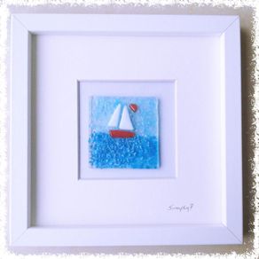 Handmade Glass Art Frame - Boat