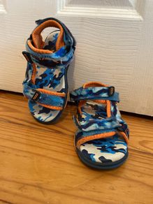 Blue and orange Velcro strap boys sandals size 8