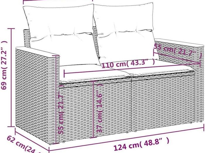 Garden Sofa 2 seater Poly Rattan