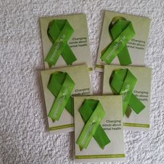 BNIP - A Pack of 5 - Green Ribbon Day Badges - Show Your Support & Wear Your Ribbon