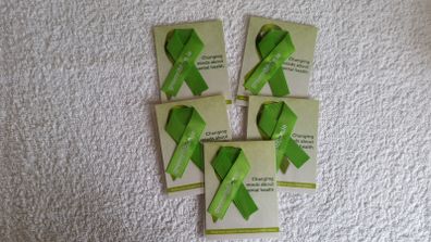 BNIP - A Pack of 5 - Green Ribbon Day Badges - Show Your Support & Wear Your Ribbon