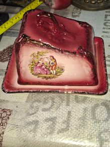 Beautiful Antique Staffordshire Ceramic Cheese or Butter Dish and Original Cover Lid, Postage available or Collection