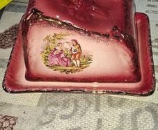 Beautiful Antique Staffordshire Ceramic Cheese or Butter Dish and Original Cover Lid, Postage available or Collection