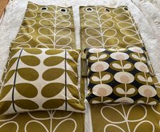 Orla Kiely olive curtains