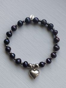 Trink "Black Pearl Heart" Bracelet, 925 Sterling Silver.