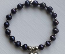 Trink "Black Pearl Heart" Bracelet, 925 Sterling Silver.