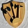 Kikkerland Viking Cheese Board Shield + 3 Axe Knives - NEW Sealed Image 4