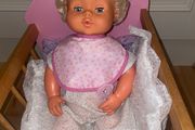 Vintage 1970s Palitoy Tiny Tears  Doll  with topknot 16h 3/4 eye.