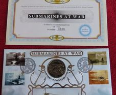 Submarines at War Royal navy first day coin stamp cover 1997 WWII Dollar