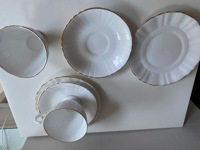 Regina China vintage elegant white  and gold  china trios