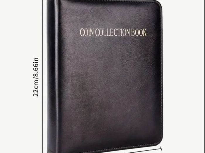 Zipper Faux Leather Case 360 Large Capacity Coin Collection Book Size Grid Mixed Coin Stamp Collection Book Badge Sticker High-end Protective Cover Hot Stamping Storage Book