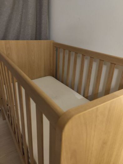 Oak Finish Baby Cot with Mattress  Barely Used Portmarnock