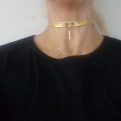 Leather look choker necklace