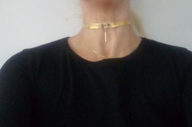Leather look choker necklace