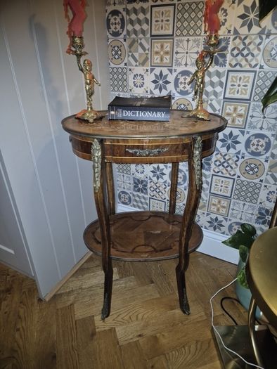 Table Vintage Antiques Rare find Satinwood rosewood side table with single drawer gift present  cottage home house hallway  side table  decoration display inlay top and bottom coffee  corner 1900 living bedside lamps bedroom kitchen restaurant phone