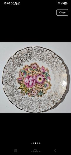 Vintage 22 KT Gold Overlay Chintz Fine Bone China Teacup Trio Set