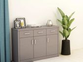 Sideboard High Gloss Grey 110x34x75 cm Chipboard