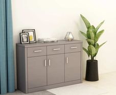 Sideboard High Gloss Grey 110x34x75 cm Chipboard