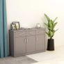 Sideboard High Gloss Grey 110x34x75 cm Chipboard Image 5