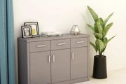 Sideboard High Gloss Grey 110x34x75 cm Chipboard