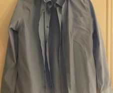 Boys blue M&S uniform long sleeve school shirts, size 13-14