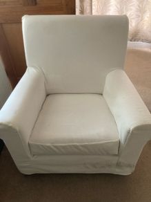 White Armchair & 2 Seater Sofa