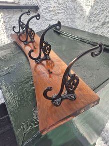 Vintage cast iron 8 hook wall coathanging rail