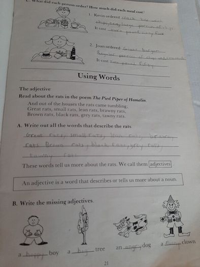 old Fallons school work book 1986
