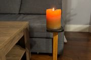 (Move out sell-see my other low priced ads) Tall Wooden Candle Holder With Candle