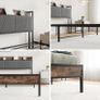 King Size Bed Frame with Storage Wooden Headboard,5ft Metal Upholstered Platform Bed Frame King Size Bed Base,Mattress Base/Sturdy Steel Slat Support/Under-bed Storage/Noise Free Image 4