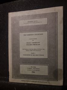 1966 Sothebys Catalogue of Highly Important English Porcelain, the property of Selwyn Parkinson. Worcester the first period. (hardback)