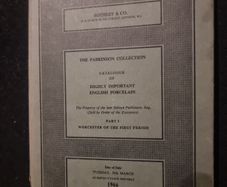 1966 Sothebys Catalogue of Highly Important English Porcelain, the property of Selwyn Parkinson. Worcester the first period. (hardback)