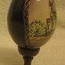 Vintage Russian Black Lacquered "cathedral Of Christ The Saviour" Handpainted Signed Wooden Collectors Egg On Original Stand Image 5