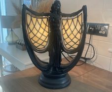 Art Deco Style Winged Woman Lamp Signed Rosa 2003