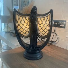 Art Deco Style Winged Woman Lamp Signed Rosa 2003