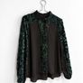 Pre Owned Coast Green Velvet Burnout Blouse with Sheer Sleeves Image 2