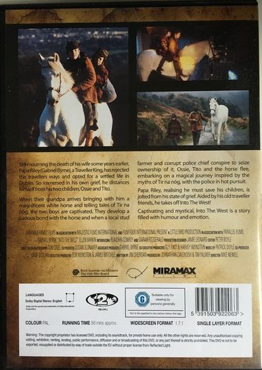 Into The West [1992] Gabriel Byrne, Ellen Barkin, Ruaidhri Conroy, Ciaran Fitzgerald, Colm Meaney, Brendan Gleeson & David Kelly [DVD Movie] Irish Movie