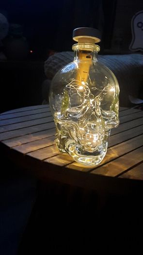 heavy skull glass bottle with lights