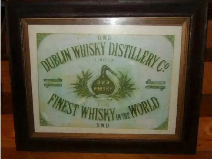Vintage D.W.D. Dublin Whisky Distillery Framed Ad