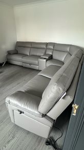 Leather Sofa, Rea Corner Sofa | Large | Power Recliner | Mink