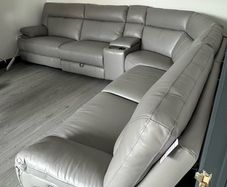 Leather Sofa, Rea Corner Sofa | Large | Power Recliner | Mink