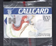 1996 Ireland 100 unit Oisin returning from Tir na nOg from The Irish Mythology definitive set (Schlumberger) Call Card Mint in packaging. Telecom Eireann card number 1071