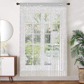 Silver String Door Curtains Panel, Fly Screen Curtain,Doorways Divider for Window DecorativeSilver 90x200cm Silver