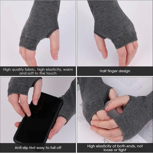 Brand New 4 Pairs Knitted Fingerless Gloves Wrist with Finger Holes
