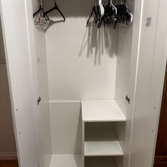 White 2 Door Wardrobe with Shelves & Hanging Rail