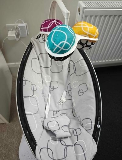 4MOMS baby rocker silver plush