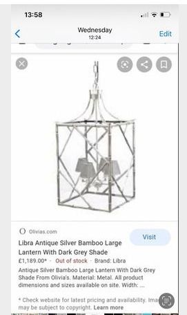 Large Antique Silver bamboo ceiling light